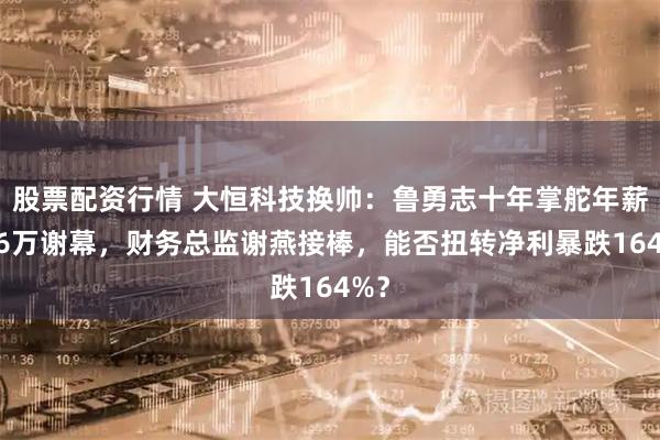 股票配资行情 大恒科技换帅：鲁勇志十年掌舵年薪226万谢幕，财务总监谢燕接棒，能否扭转净利暴跌164%？