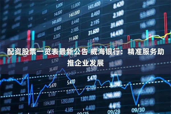配资股票一览表最新公告 威海银行：精准服务助推企业发展